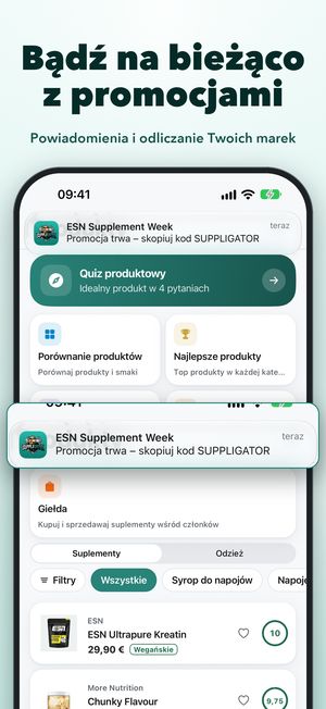 Powiadomienia push na start promocji i o restockach w aplikacji Suppligator