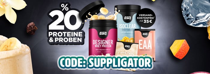 20% zniżki na białka i 30% na próbki w ramach nowej promocji ESN + bezpłatna wysyłka przy zamówieniach powyżej 35 euro
