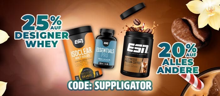25% zniżki na Designer Whey i 20% na wszystkie pozostałe produkty w ESN