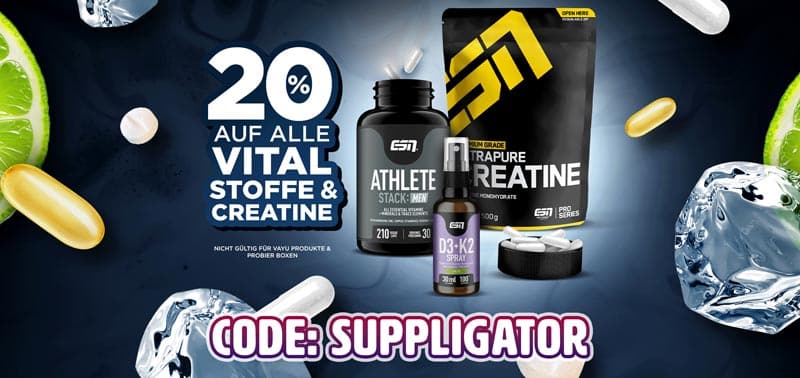 20% zniżki na produkty ESN Vitalstoffe + Creatine + Daily w ramach tygodnia promocyjnego ESN Vital