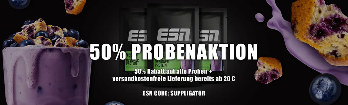 50% zniżki na próbki ESN z bezpłatną dostawą przy zamówieniu powyżej 20 euro