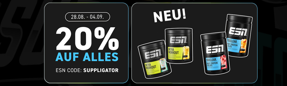 20% zniżki na wszystko w ESN + premiera produktów Intra Workout i Isoclear Less Sweet