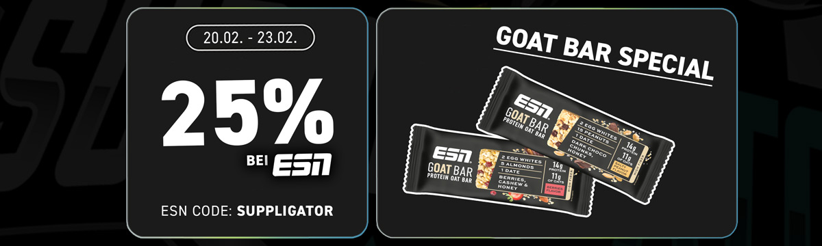 25% zniżki na wszystko z okazji ponownego otwarcia baru ESN + GOAT