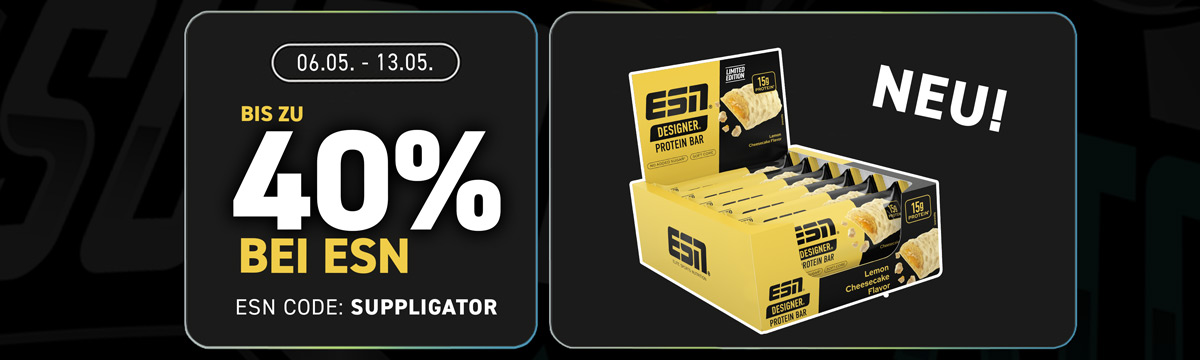Aż do 40% zniżki na wszystko w ESN z okazji premiery nowego batonika Designer Bar o smaku cytrynowego sernika